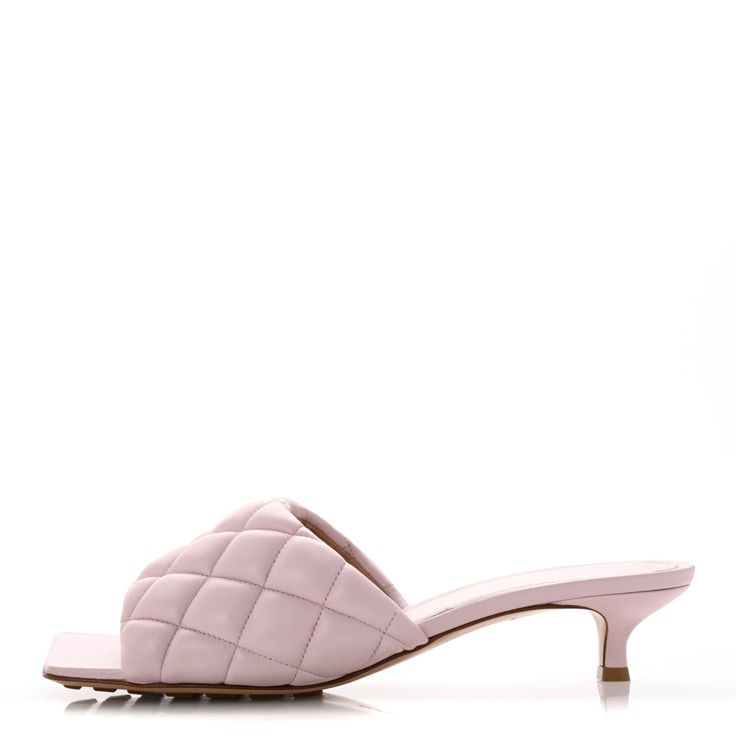 Nappa Padded Kitten Heel Mule Sandals 37.5 Cameo