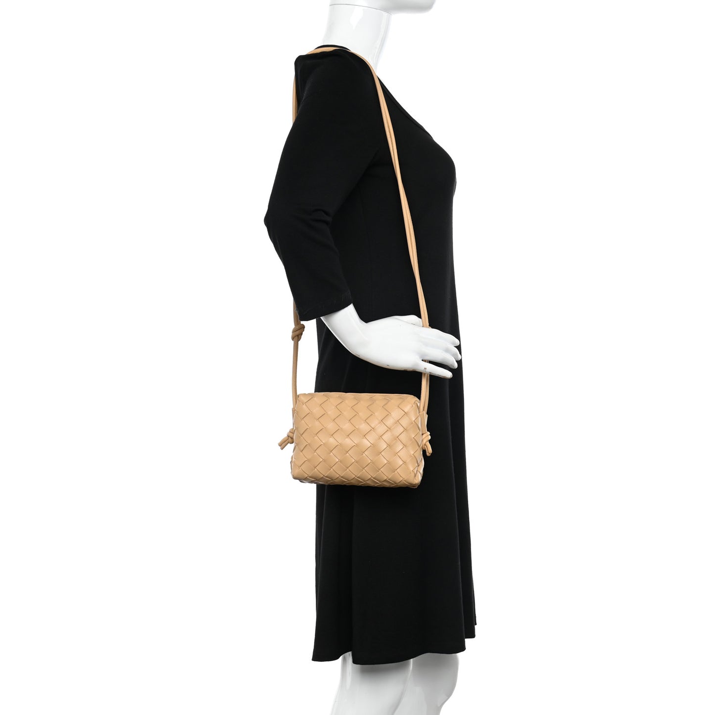 Nappa Intrecciato Mini Loop Camera Bag Almond