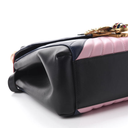 Gucci Calfskin Bamboo Trapuntata Queen Margaret Top Handle Bag Blue Agata Hibiscus Red Mystic White Sugar Pink 7 of 11