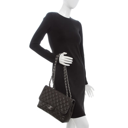 Chanel Caviar Quilted Jumbo Single Flap Dark Brown 3 of 9