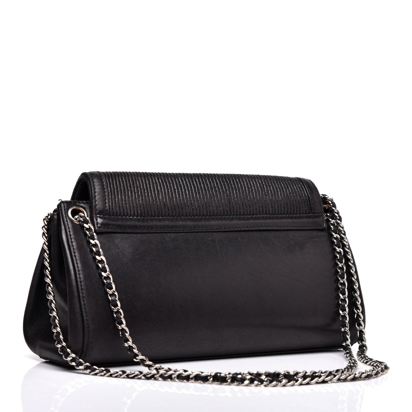 Lambskin Mademoiselle Accordion Flap Black