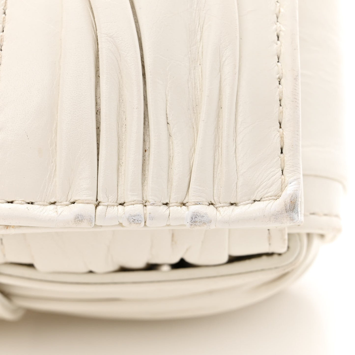 Calfskin Intreccio Plisse Cassette Crossbody Bag White