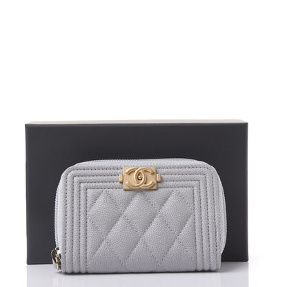 Chanel Caviar Quilted Boy Zip Around Coin Purse Wallet Grey 11 of 11