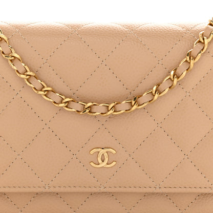Chanel Caviar Quilted Wallet on Chain WOC Beige 9 of 11