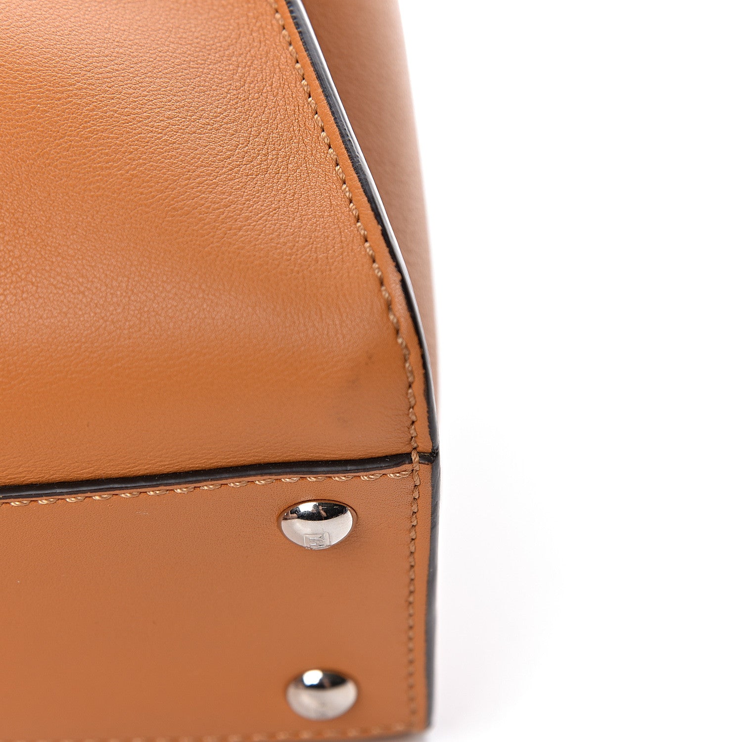 Fendi Vitello Seta Shiny Nappa Plexiglass Granite Medium Peekaboo Iconic Satchel Ginger Latte 12 of 14