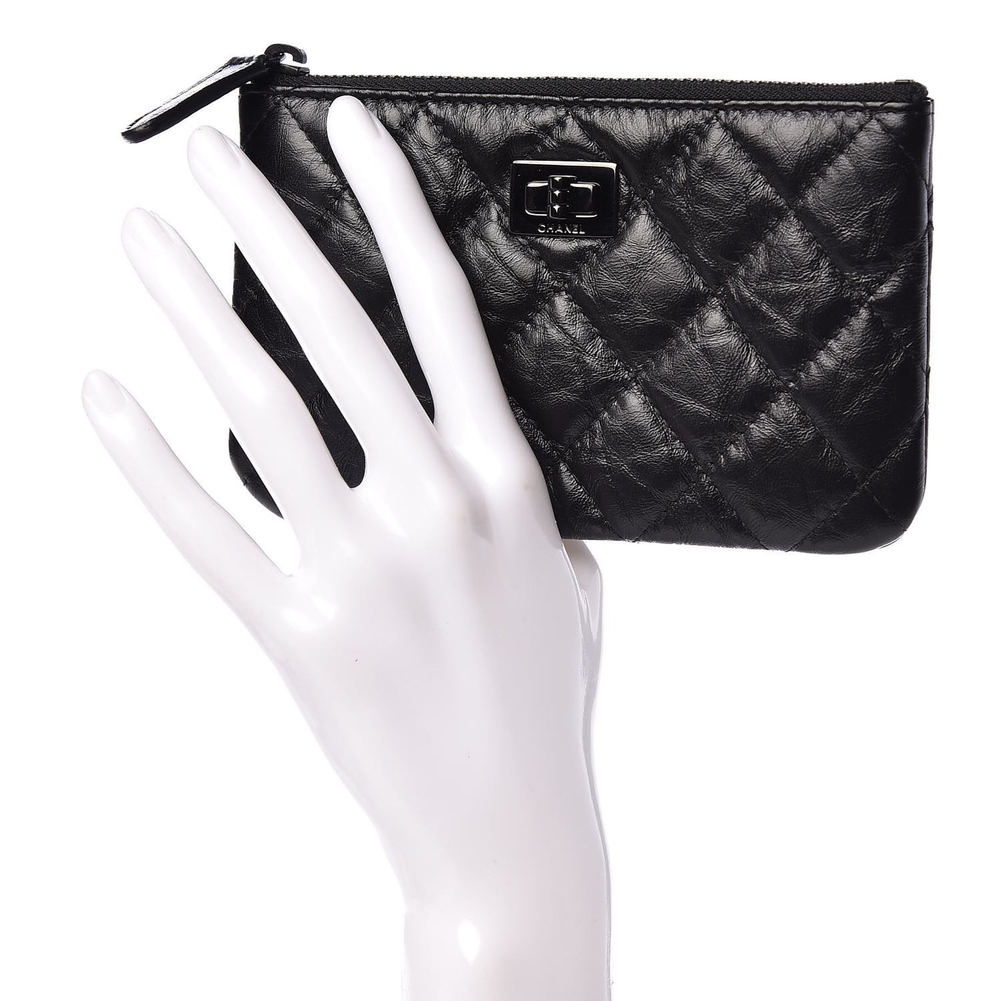 Aged Calfskin Quilted Reissue Cosmetic Case Black