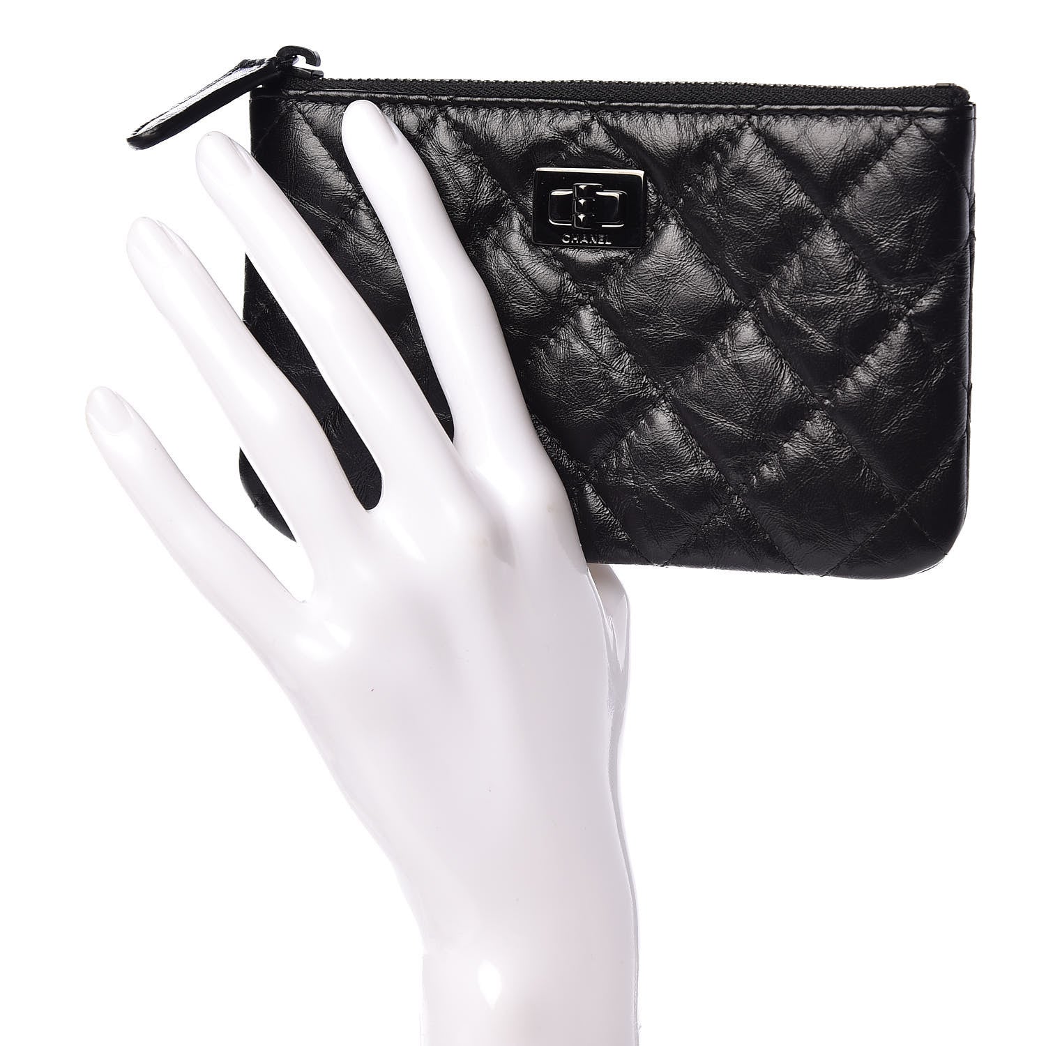 Chanel Aged Calfskin Quilted Reissue Cosmetic Case Black 2 of 8