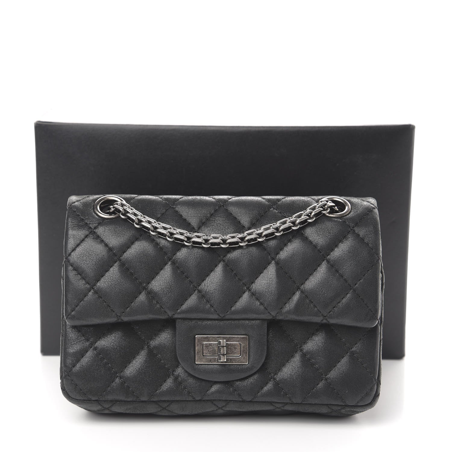 Chanel Iridescent Calfskin Quilted 2.55 Reissue 224 Flap Black 11 of 11