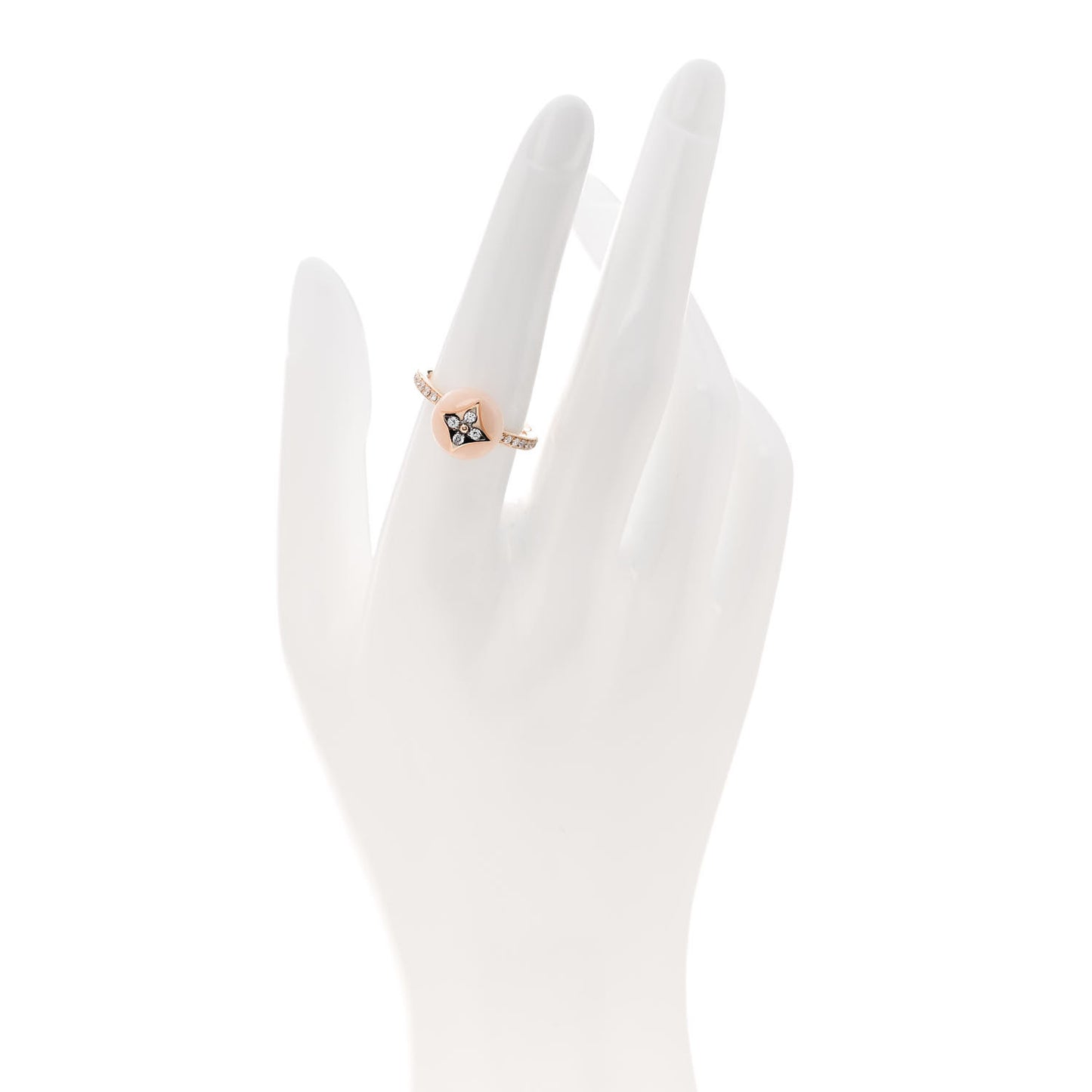 18K Pink White Gold Diamond Pink Opal Color Blossom Pave Ring 54 7
