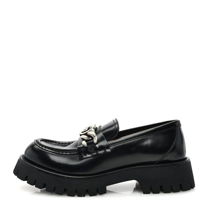 Gucci Cordovan Lux Womens Jeanne Platform Lug Sole 30/45mm Loafers 38 Black 1 of 7