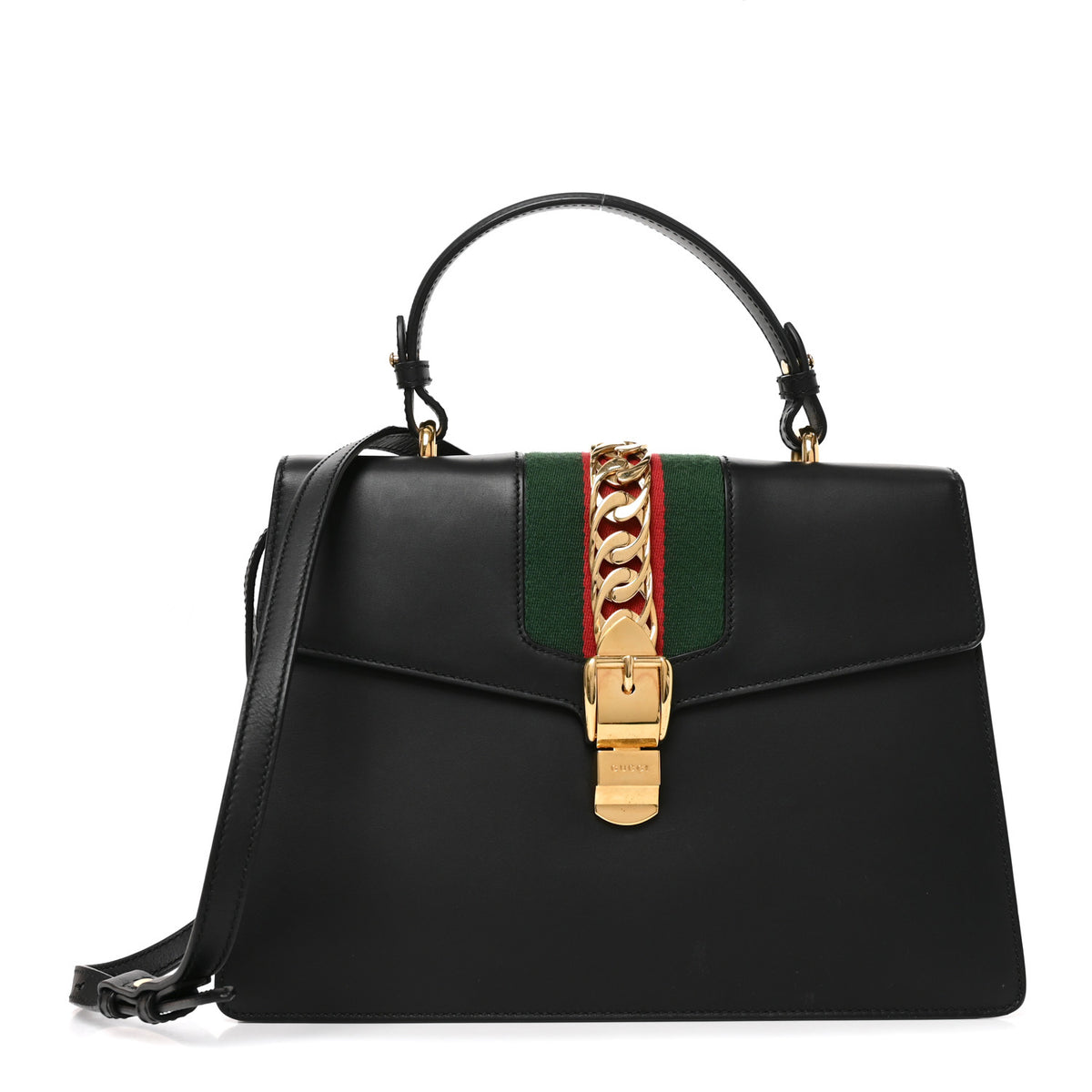 Calfskin Medium Sylvie Top Handle Bag Black