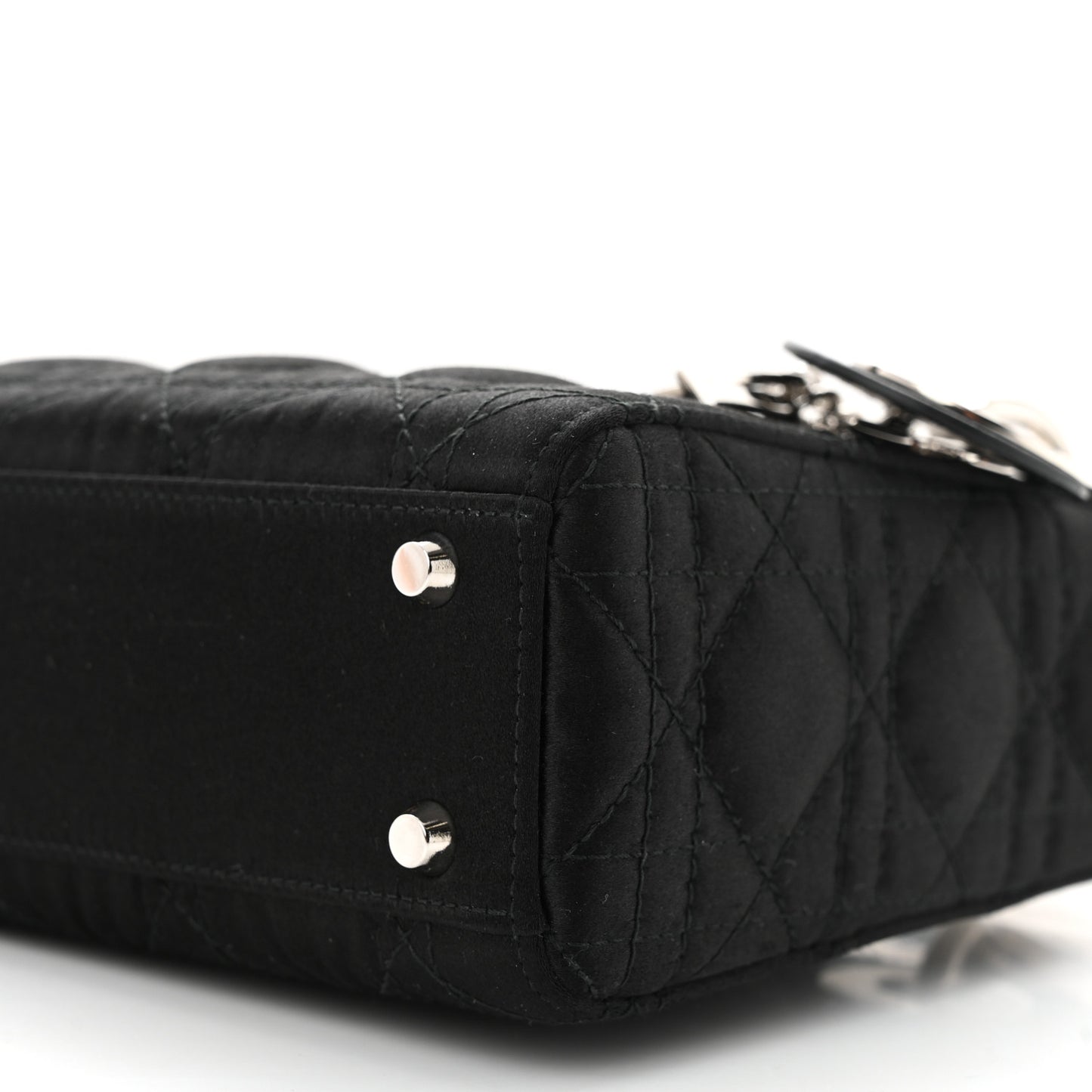 Satin Cannage Mini Lady Dior Black