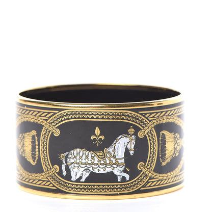 Hermes Enamel Printed Grand Apparat Extra Wide Bracelet 65 Black 3 of 5