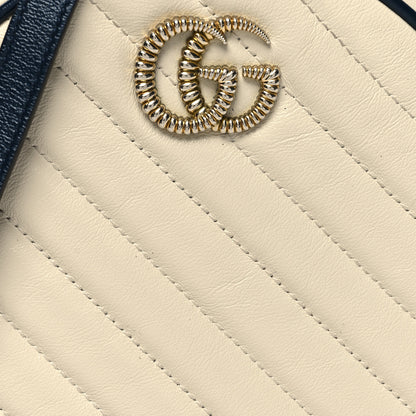 Gucci Azalea Calfskin Matelasse Diagonal Mini Torchon GG Marmont Round Shoulder Bag Mystic White Blue Agata 8 of 11