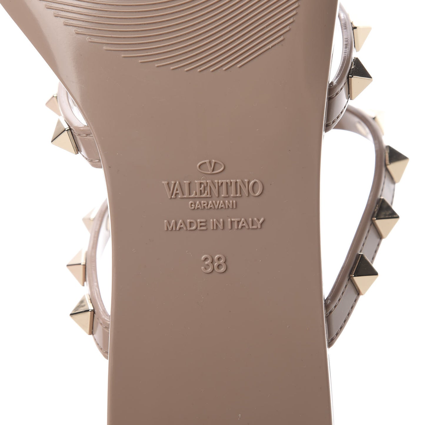 PVC Jelly Rockstud Caged Flat Thong Sandals 38 Poudre