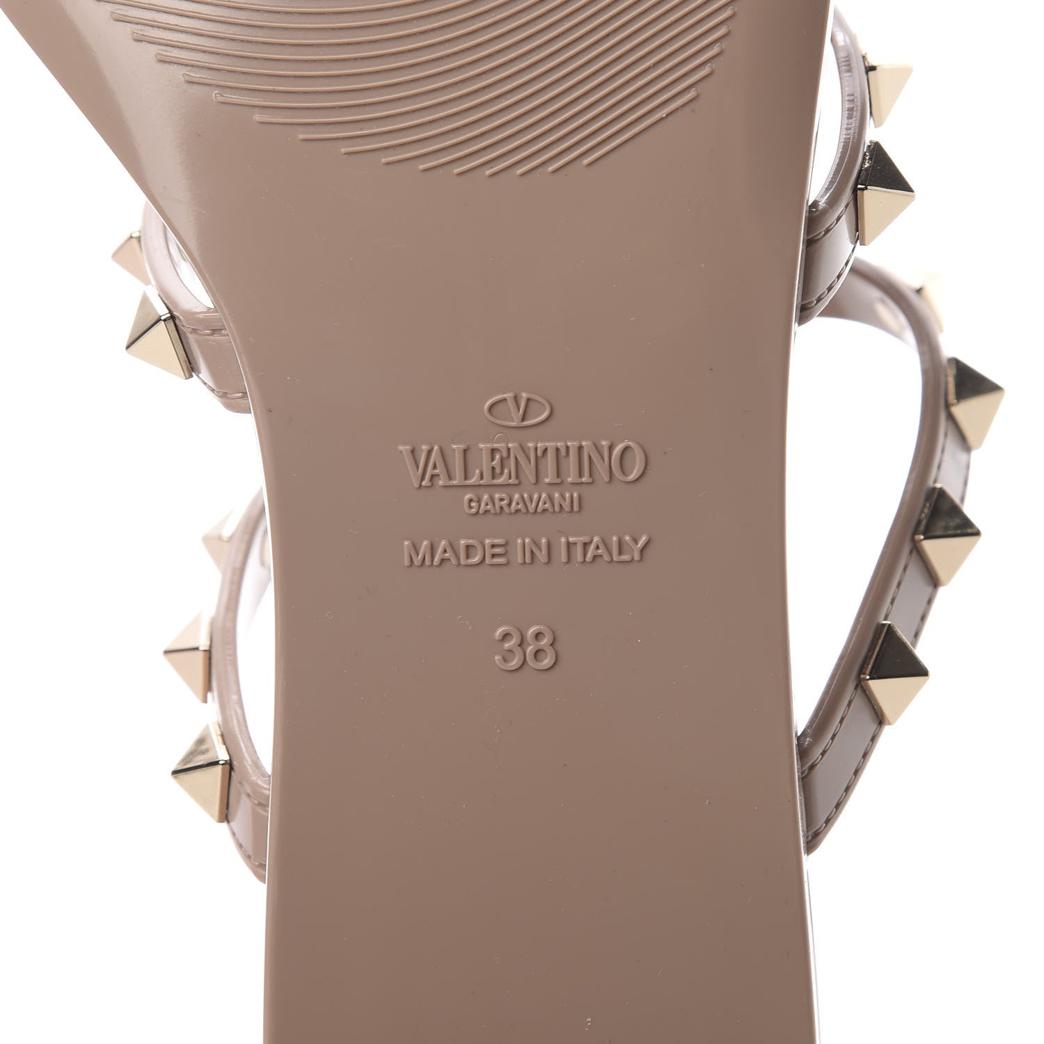 Valentino Garavani PVC Jelly Rockstud Caged Flat Thong Sandals 38 Poudre 6 of 8