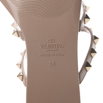 Valentino Garavani PVC Jelly Rockstud Caged Flat Thong Sandals 38 Poudre 6 of 8