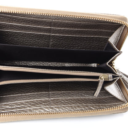 Gucci Metallic Pebbled Calfskin Soho Zip Around Wallet Golden Beige 5 of 7