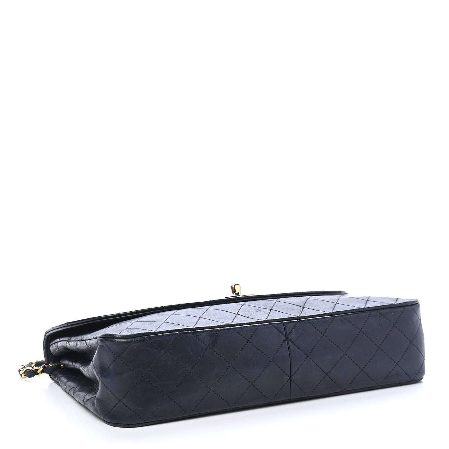 Lambskin Quilted Medium Single Flap Navy