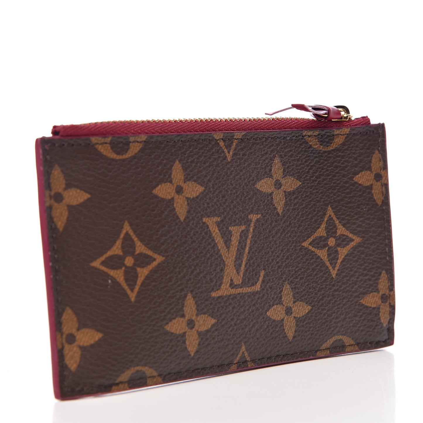 Monogram Zipped Card Holder Fuchsia