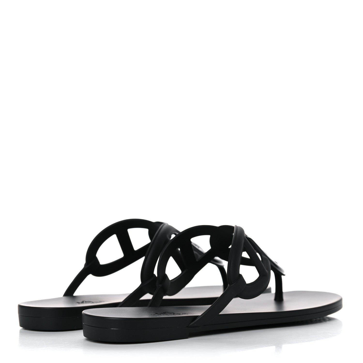 Hermes Rubber Womens Egerie Sandals 38 Black 4 of 9