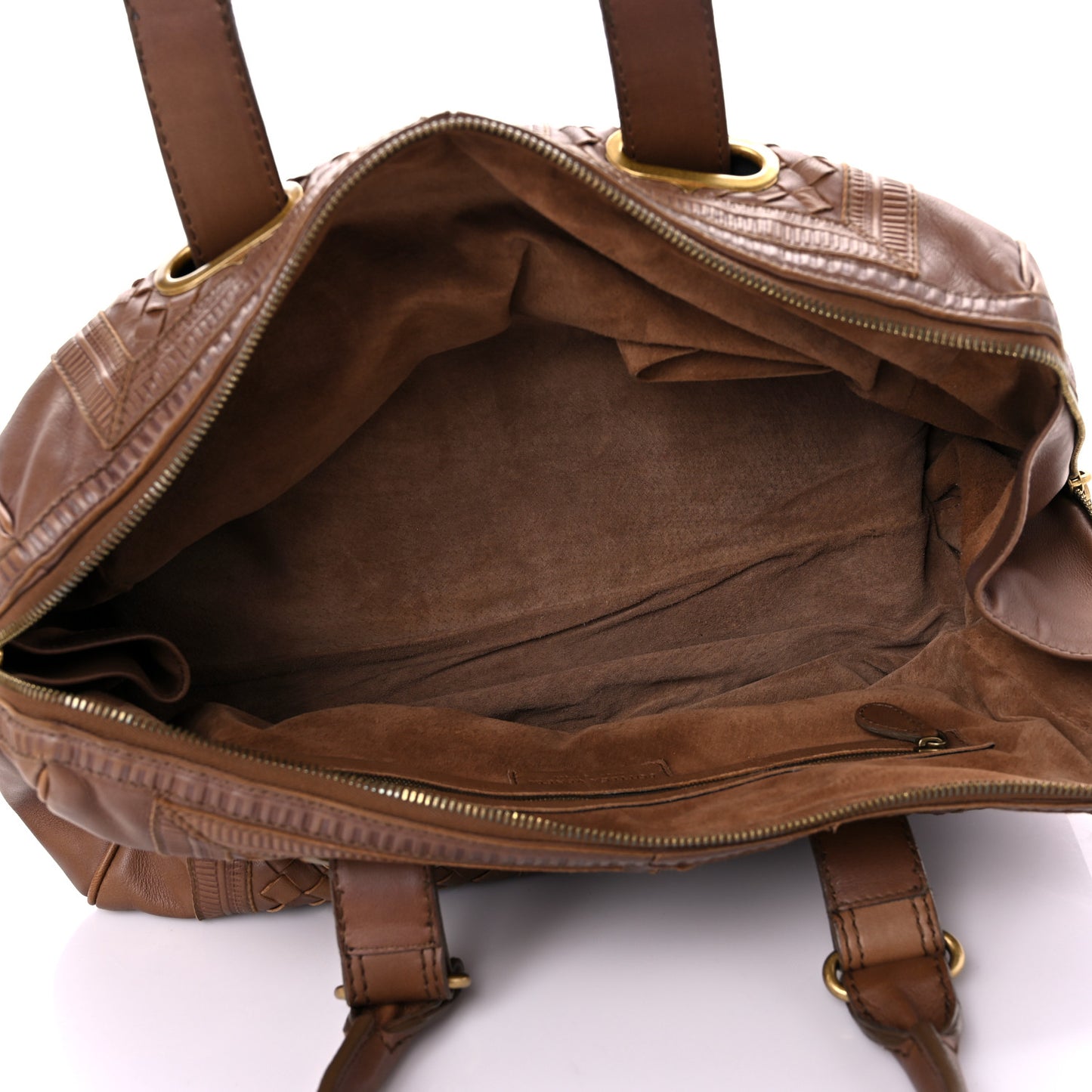 Nappa Intrecciato Accordion Satchel Noce