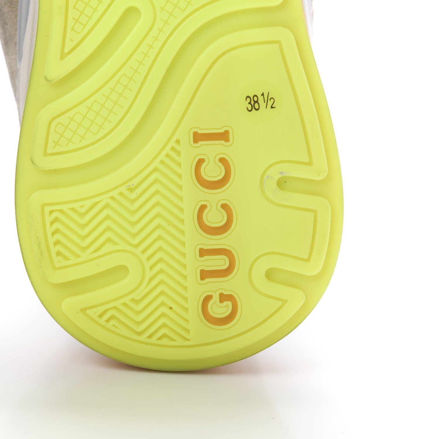 Gucci Metallic Calfskin Suede Womens Ultrapace Sneakers 38.5 Silver Oatmeal 6 of 8
