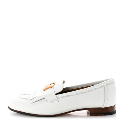 Hermes Calfskin Womens Royal Loafers 36 White 1 of 10