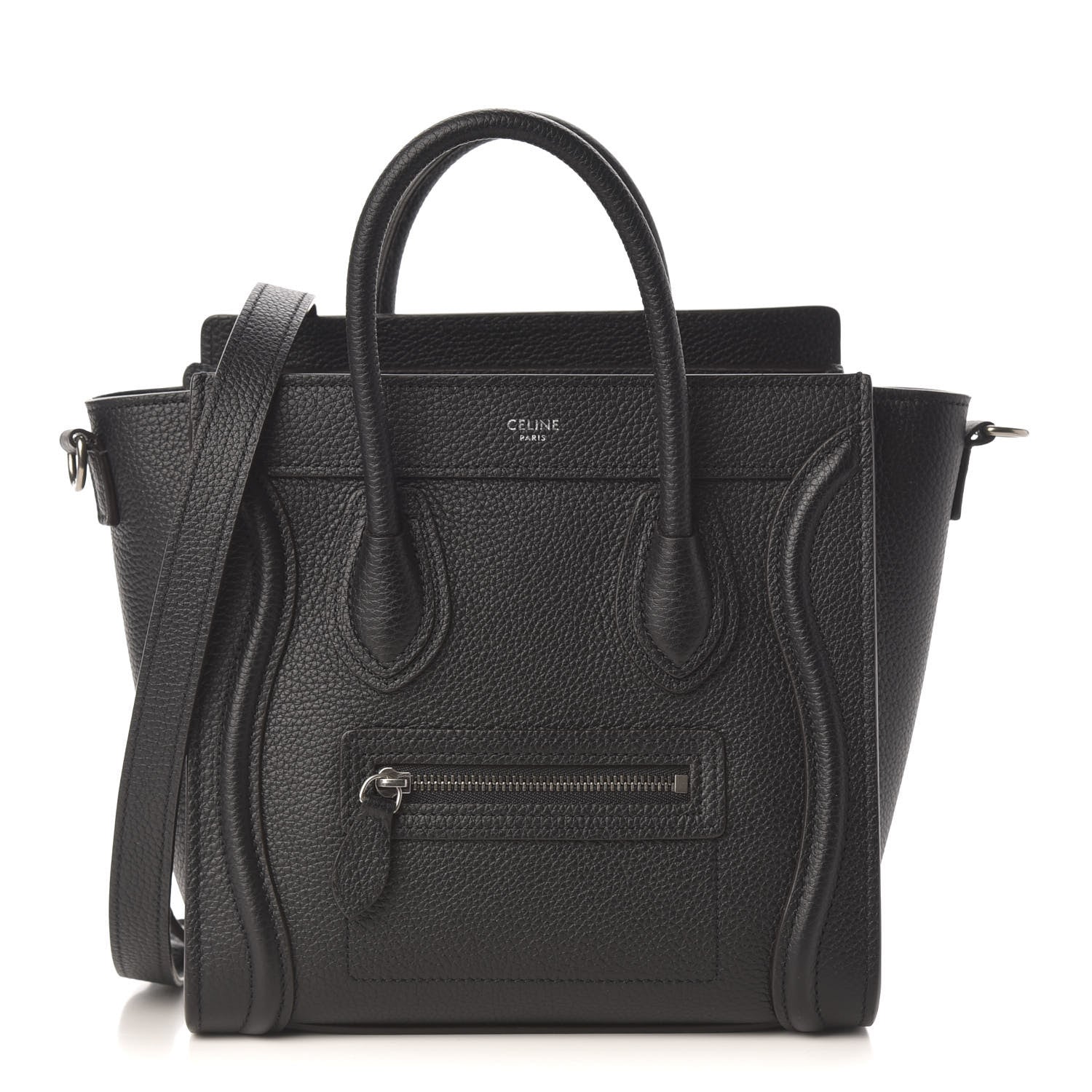 Celine Drummed Calfskin Nano Luggage Black 1 of 11