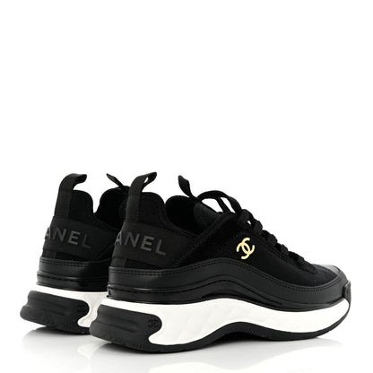 Chanel Velvet Calfskin Mixed Fibers CC Sneakers 35.5 Black 4 of 9