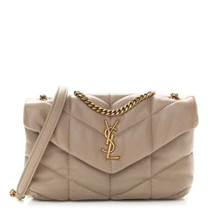 Saint Laurent Lambskin Quilted Toy Loulou Puffer Monogram Chain Satchel Nude Powder 1 of 10
