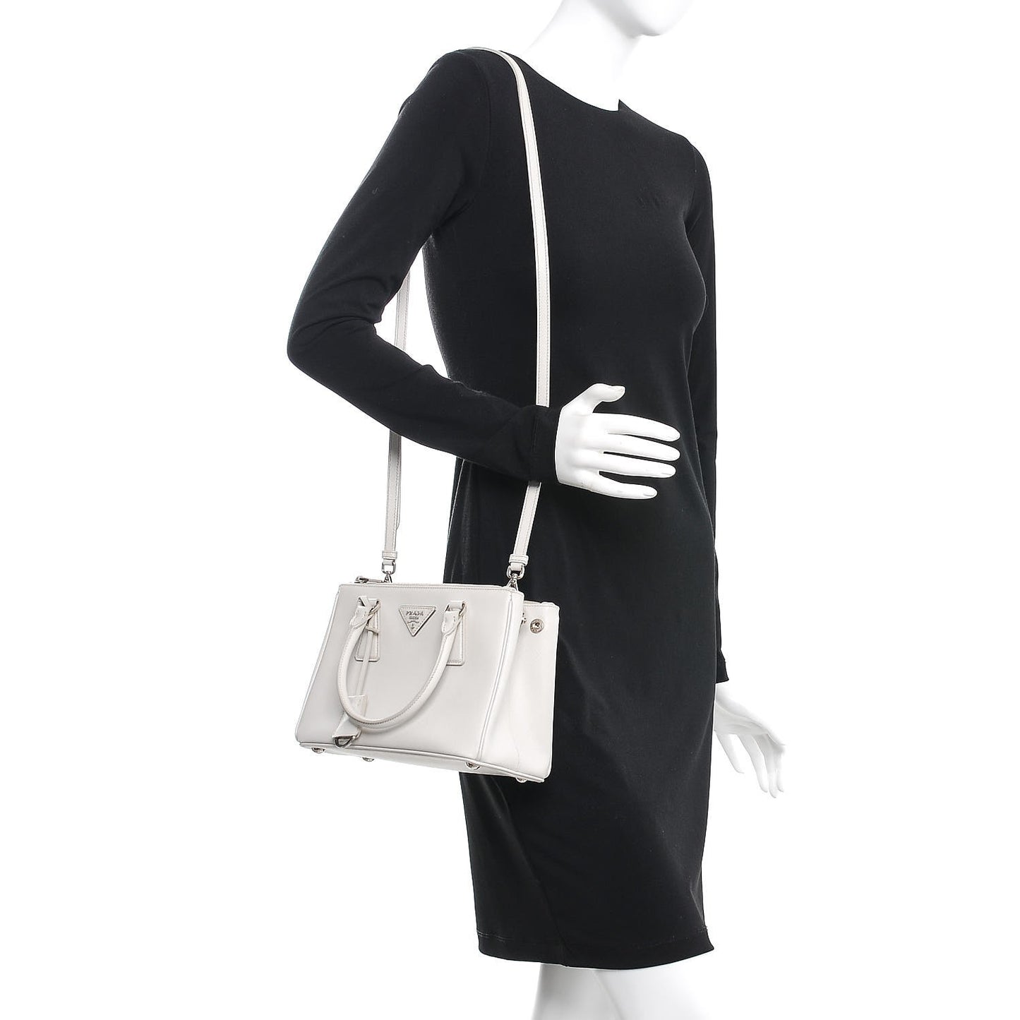Saffiano Lux Small Galleria Double Zip Tote White