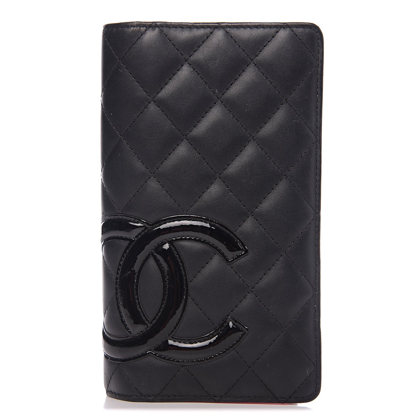 Calfskin Quilted Cambon Yen Wallet Black