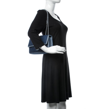 Chanel Denim Quilted Medium Graphic Flap Light Blue 2 of 9