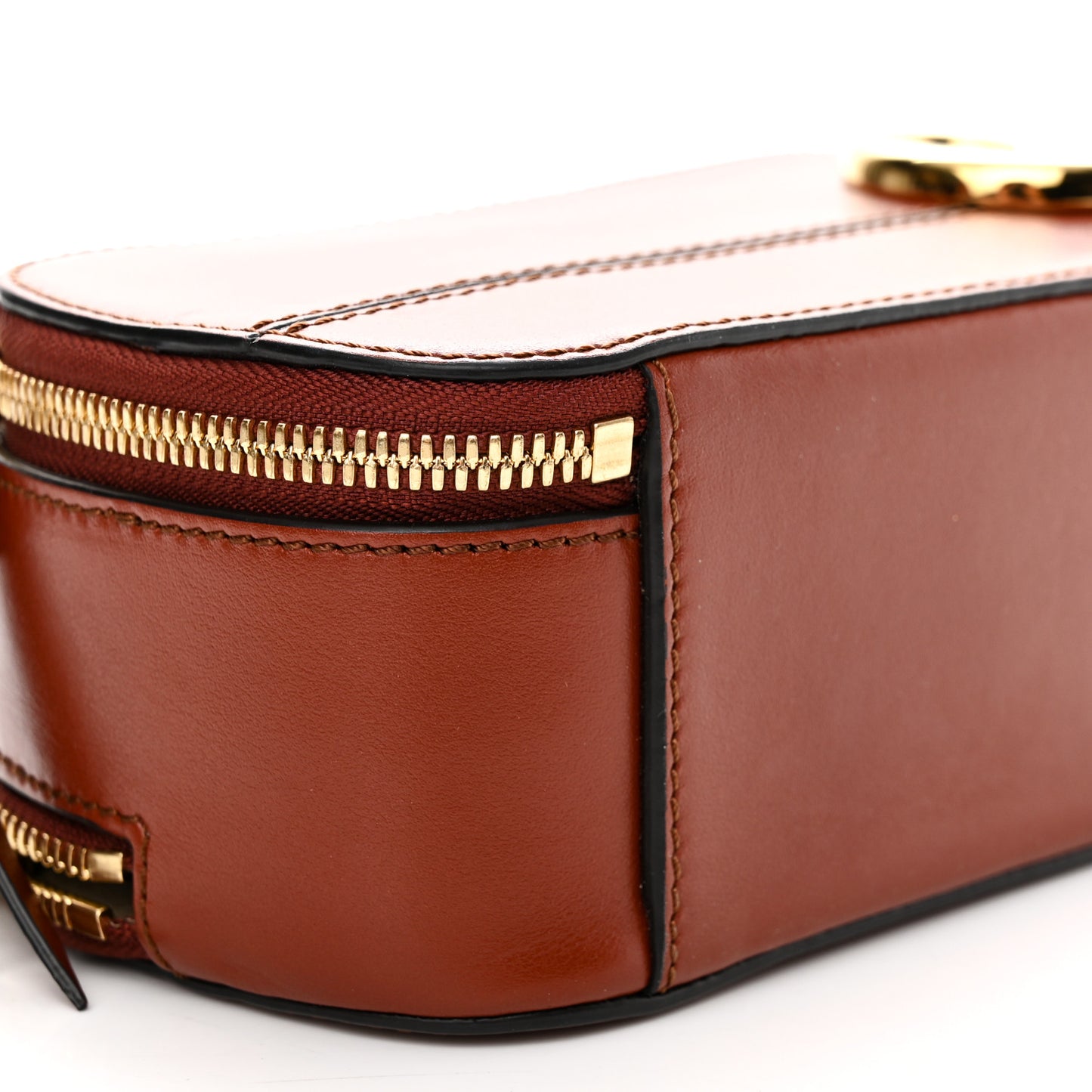 Shiny Calfskin Mini Vanity C Bag Sepia Brown
