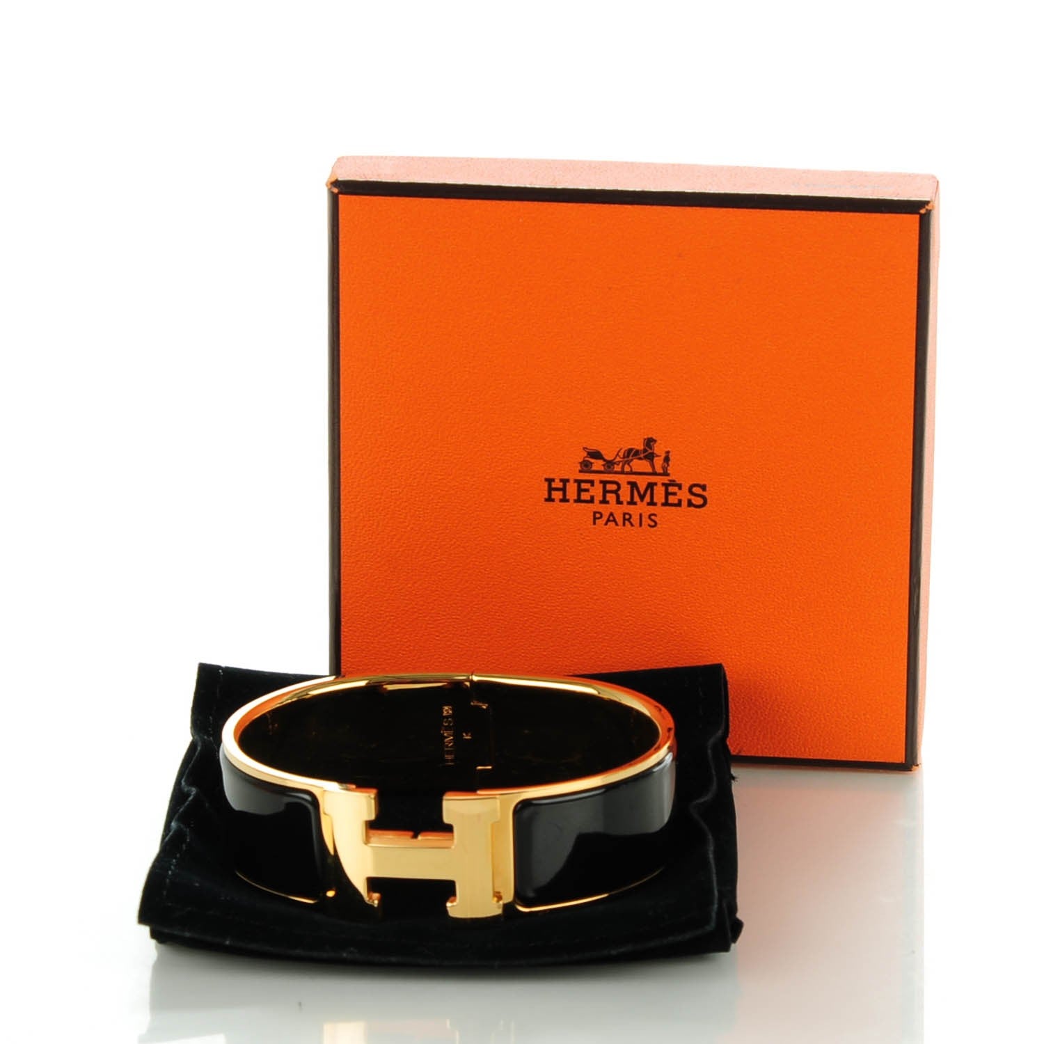 Hermes Enamel Wide Clic Clac H Bracelet GM Black 5 of 5