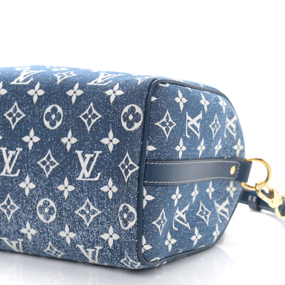 Louis Vuitton Monogram Jacquard Denim Speedy Bandouliere 25 Bleu 9 of 9