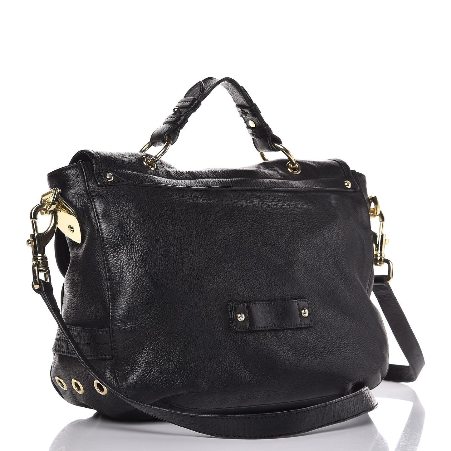 Soft Grain Calfskin Tillie Satchel Black