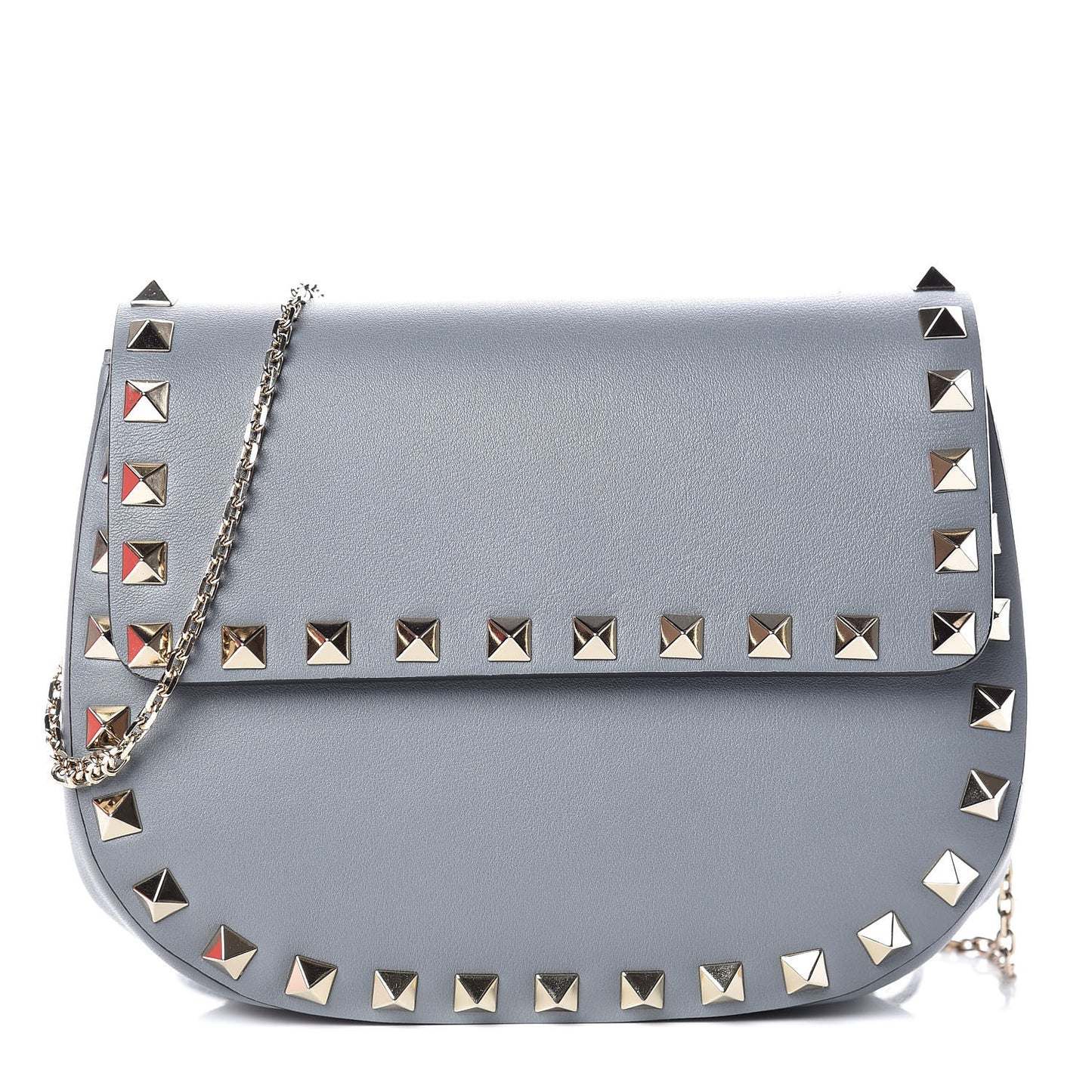 Vitello Mini Rockstud Crossbody Saddle Bag Light Stone