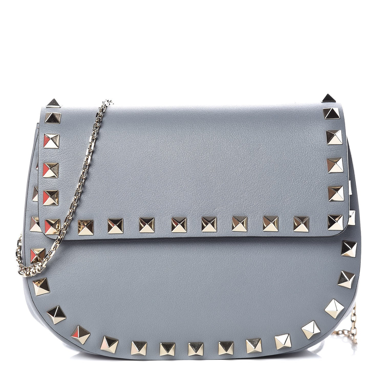 Valentino Garavani Vitello Mini Rockstud Crossbody Saddle Bag Light Stone 1 of 10