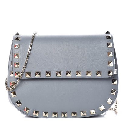 Valentino Garavani Vitello Mini Rockstud Crossbody Saddle Bag Light Stone 1 of 10