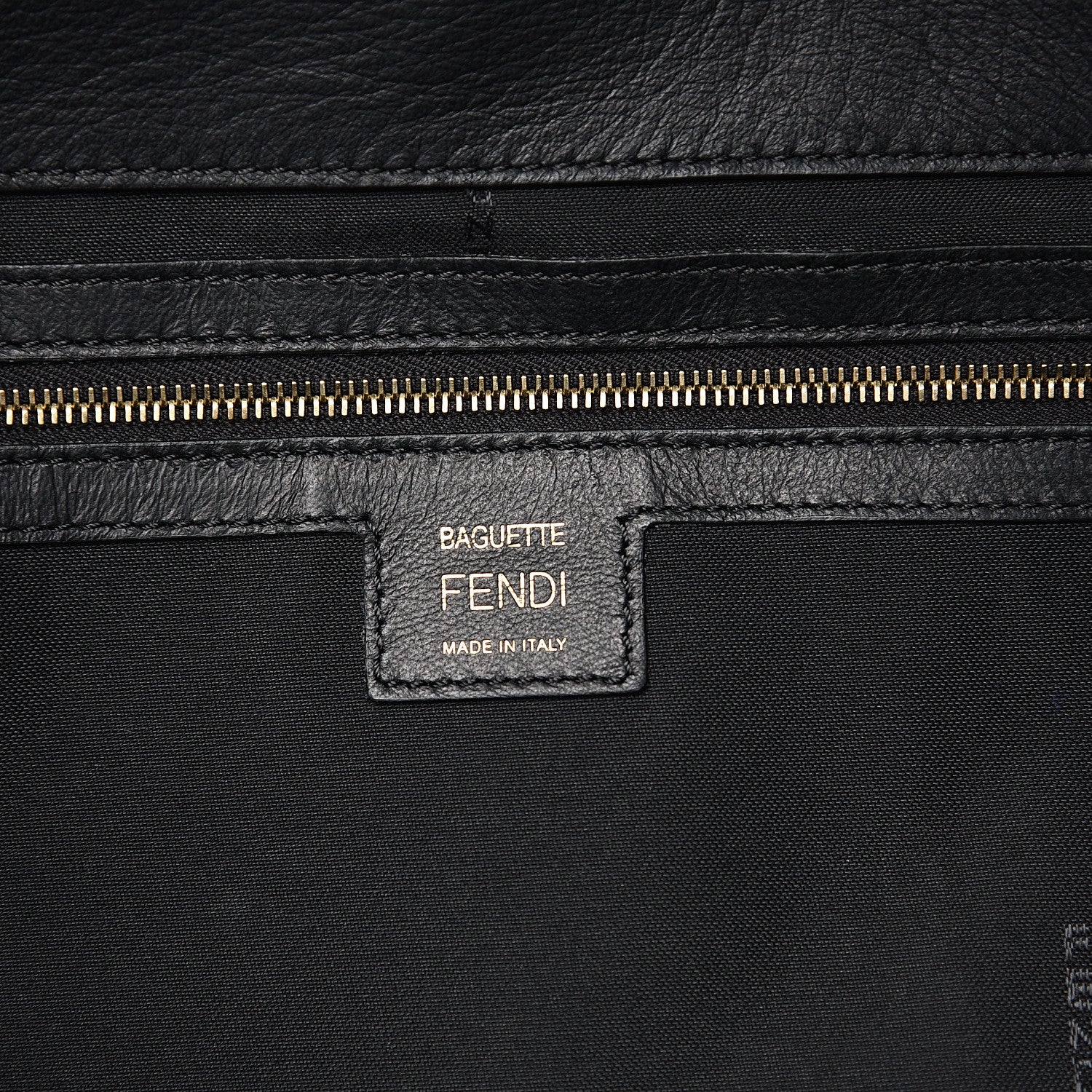 Fendi Nappa FF 1974 Embossed Large Baguette Black 5 of 9