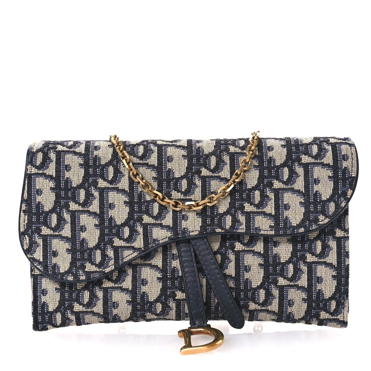 Oblique Saddle Chain Long Wallet Blue