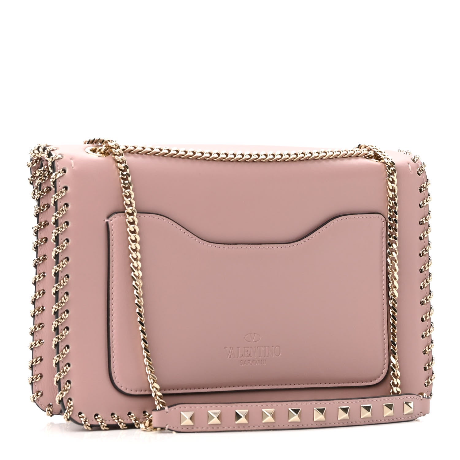 Valentino Garavani Vitello Groumette Small Rockstud Demilune Shoulder Bag Lipstick 3 of 10