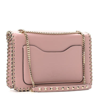 Valentino Garavani Vitello Groumette Small Rockstud Demilune Shoulder Bag Lipstick 3 of 10