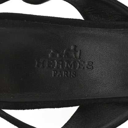 Hermes Suede Goatskin Crystal Heden 80 Sandals 36 Black 8 of 11