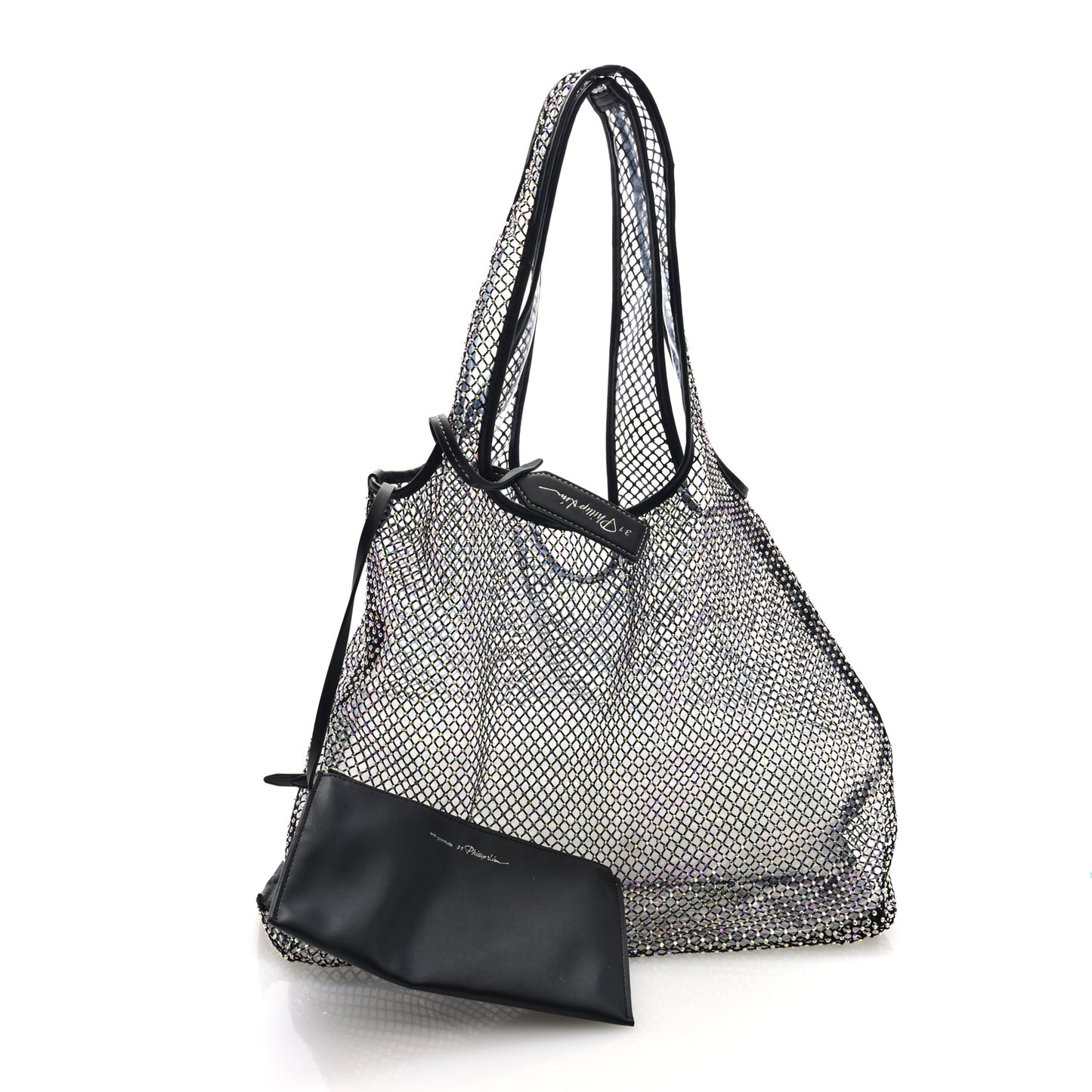 PVC Crystal Mesh Market Tote Black