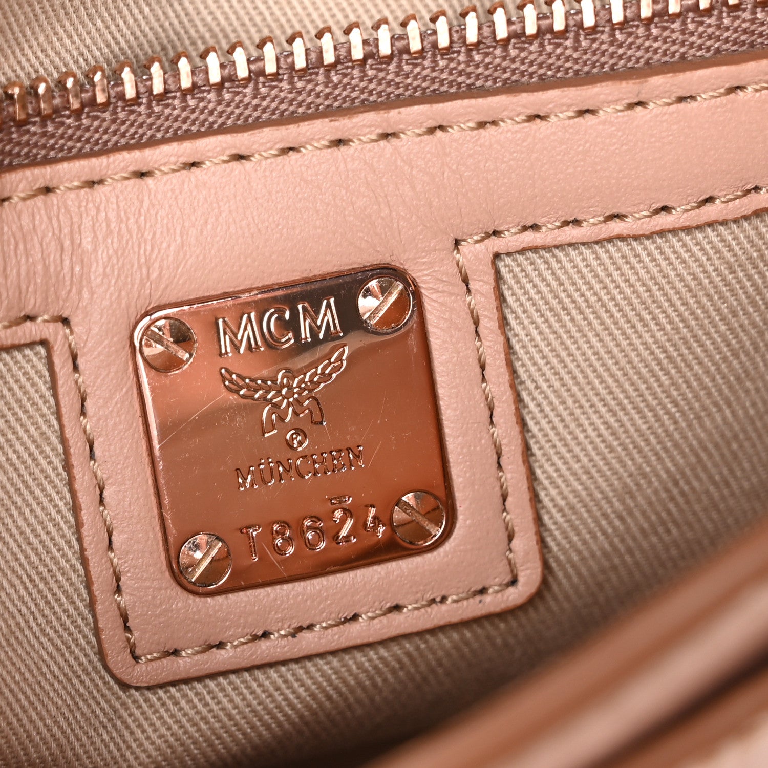 MCM Metallic Visetos Small Millie Crossbody Bag Champagne Gold 6 of 9