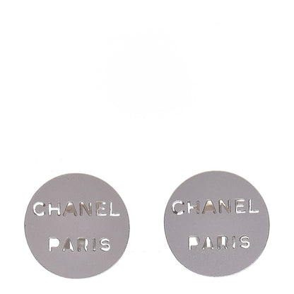 Chanel CHANE Logo Cutout Clip On Earrings Silver 1 of 6