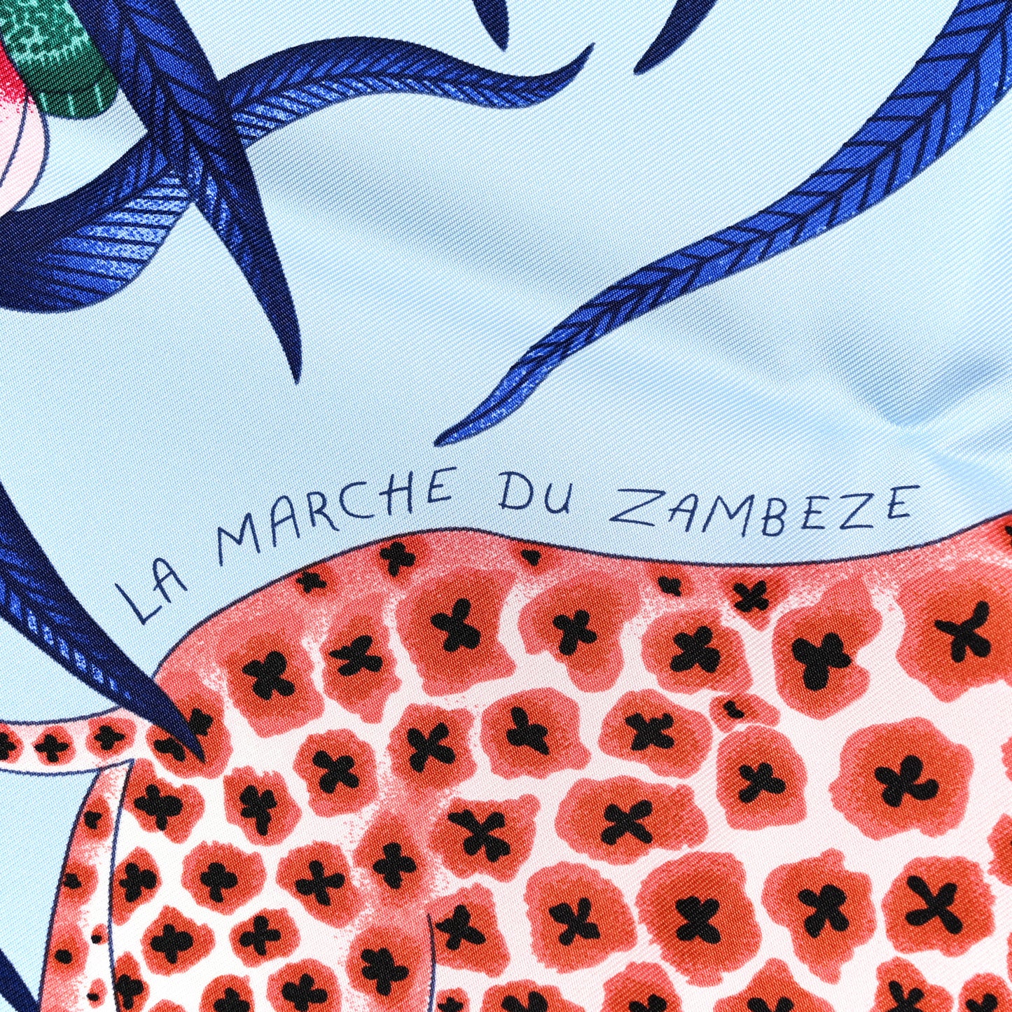 Silk Twill La Marche Du Zambeze Wash Scarf 90 Bleu Ciel Bleu Jean Rose